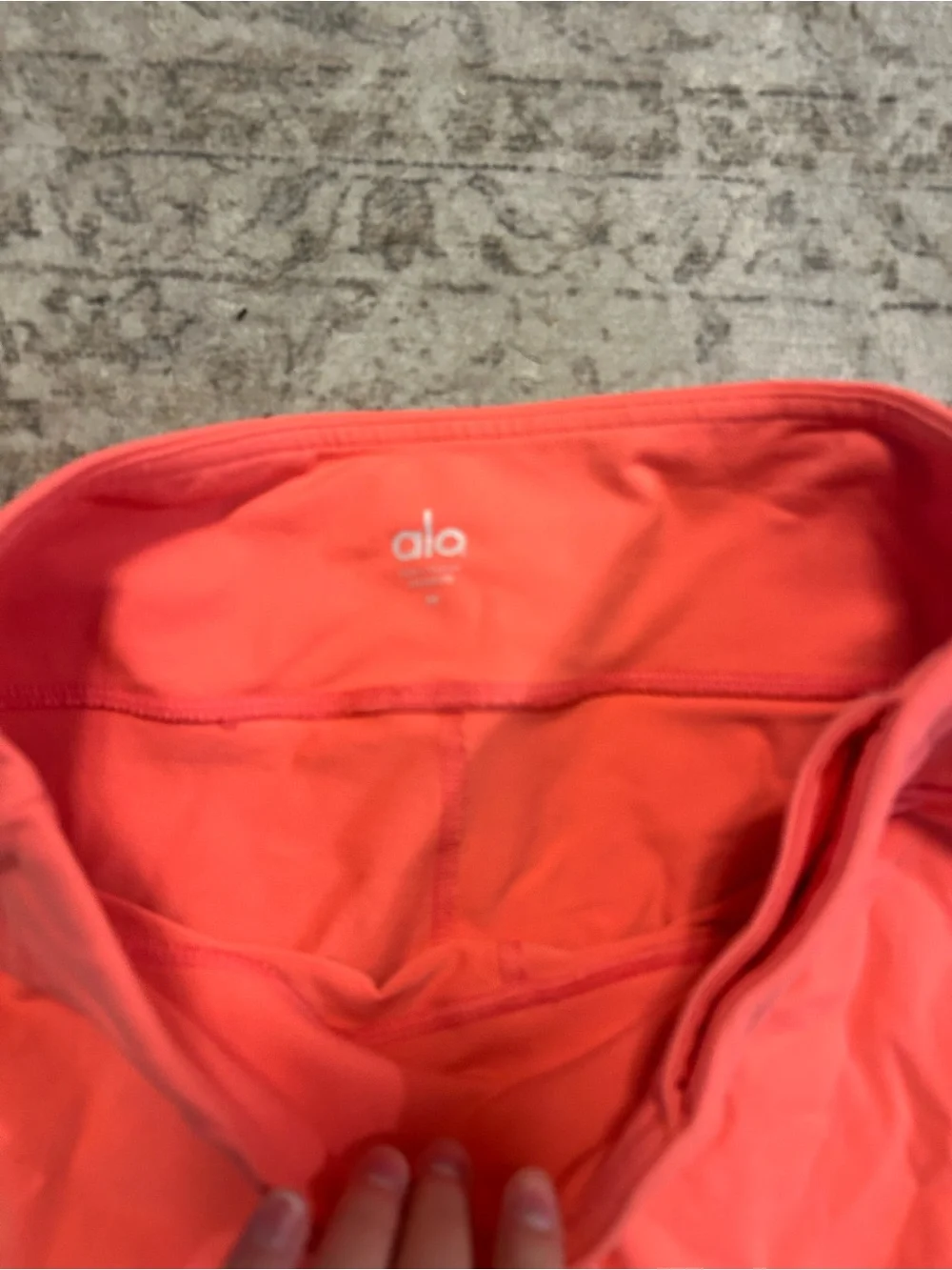 ALO Yoga Two-Tone Coral and Charcoal Leggings
